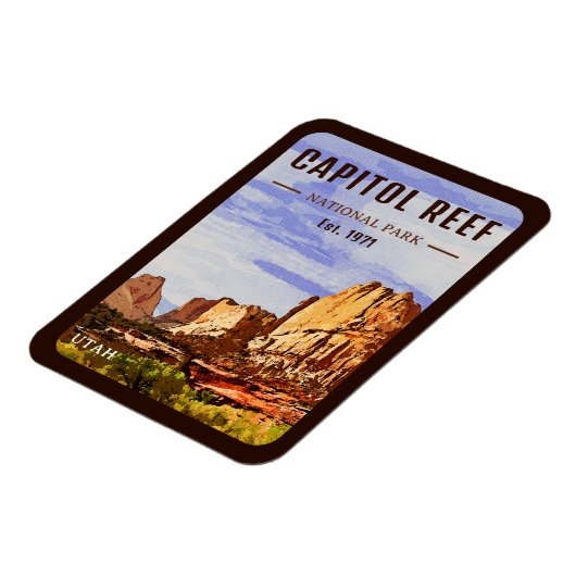Capitol Reef National Park Utah Desert Waterverf Magneet (Linkerzijde)