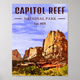 Capitol Reef National Park Utah Desert Waterverf Poster
