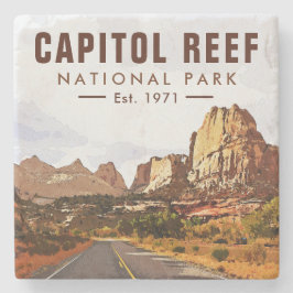 Capitol Reef National Park Utah Desert Waterverf Stenen Onderzetter