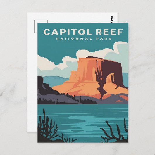 Capitol Reef National Park Utah Retro Reizen Briefkaart (Voorkant / Achterkant)