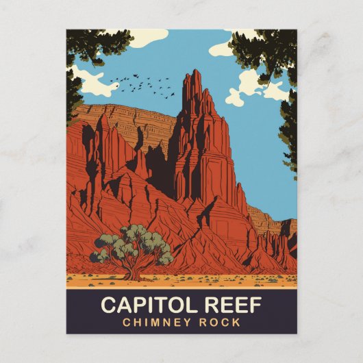 Capitol Reef, Schoorsteenrots, Reizen Briefkaart (Voorkant)