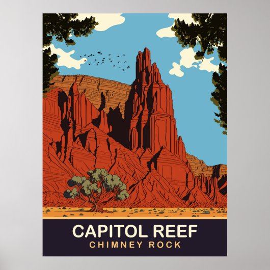 Capitol Reef, Schoorsteenrots, Reizen Poster (Voorkant)