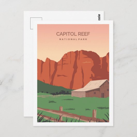 Capitol Reef Utah Beroemde Reisplaats Illustratie Briefkaart (Voorkant / Achterkant)
