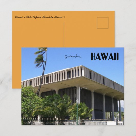 Capitol van de staat Hawaii Briefkaart (Voorkant / Achterkant)