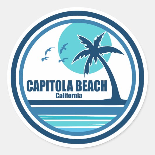 Capitola Beach California palmvogels Ronde Sticker (Voorkant)
