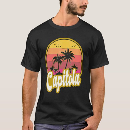 Capitola California Beach Retro Sunset T-shirt (Voorkant)