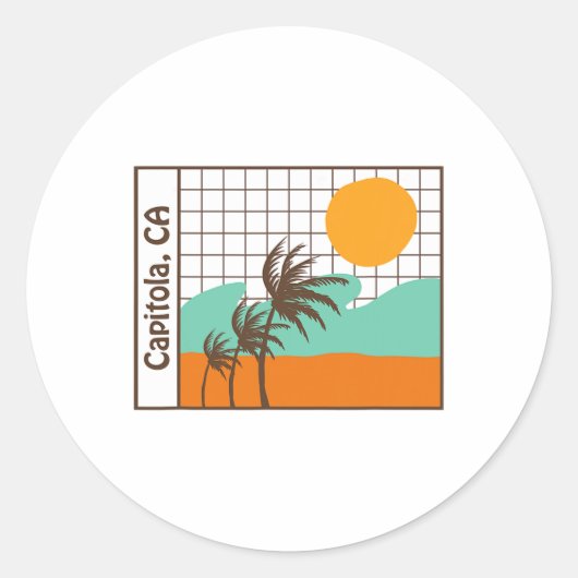 Capitola California Beach Ronde Sticker (Voorkant)