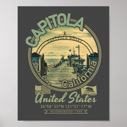 CAPITOLA SANTA CRUZ CALIFORNIA - CAPITOLA WHARF POSTER (Voorkant)