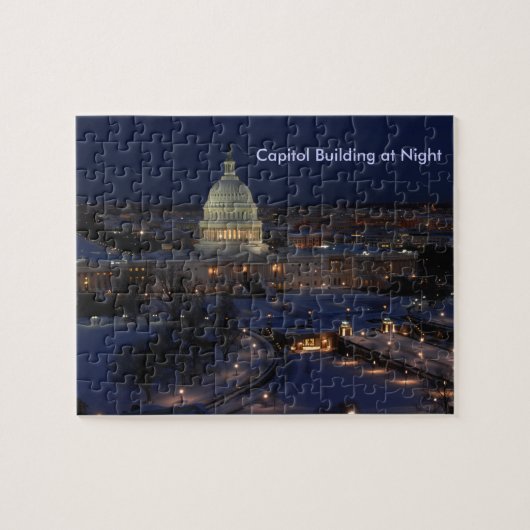 Capitolgebouw Verenigde Staten bij nacht Legpuzzel (Horizontaal)