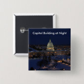 Capitolgebouw Verenigde Staten bij nacht Vierkante Button 5,1 Cm (Voorkant /achterkant)
