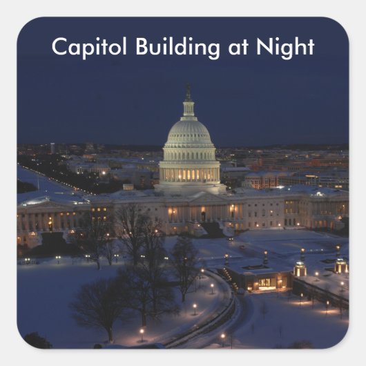 Capitolgebouw Verenigde Staten bij nacht Vierkante Sticker (Voorkant)