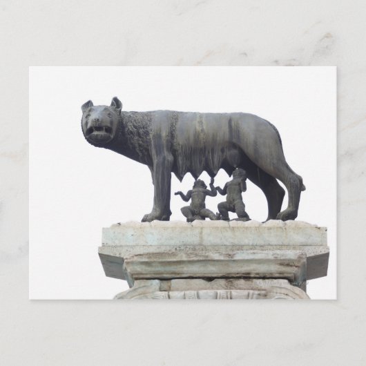 Capitoline Wolf Statue (Zij-wolf zuigt op), Briefkaart (Voorkant)