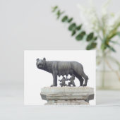 Capitoline Wolf Statue (Zij-wolf zuigt op), Briefkaart (Staand voorkant)
