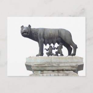 Capitoline Wolf Statue (Zij-wolf zuigt op), Briefkaart
