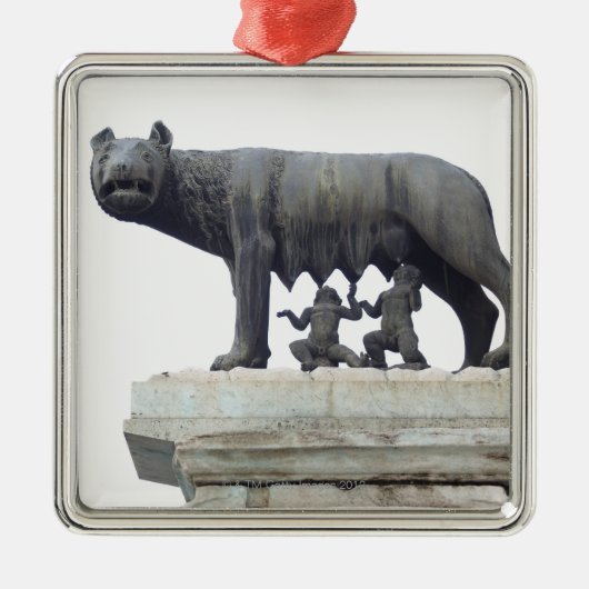 Capitoline Wolf Statue (Zij-wolf zuigt op), Metalen Ornament (Voorkant)