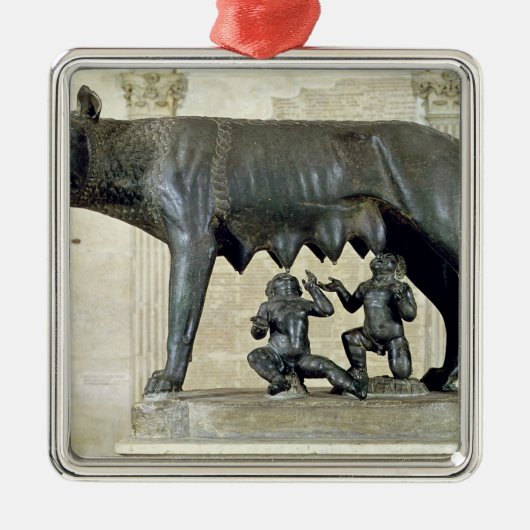 Capitoline zij-Wolf Metalen Ornament (Voorkant)