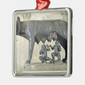 Capitoline zij-Wolf Metalen Ornament (Links)