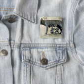 Capitoline zij-Wolf Vierkante Button 5,1 Cm (In situ)