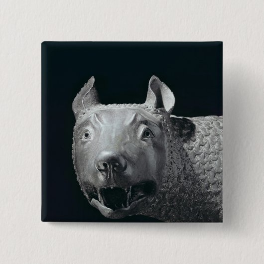 Capitoline zij-Wolf Vierkante Button 5,1 Cm (Voorkant)