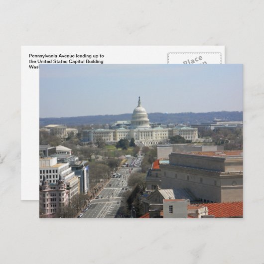 Capitool die het Washington DC van het Ave van Briefkaart (Voorkant / Achterkant)