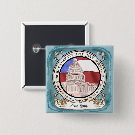 Capitool Nieuw Normaal Vierkante Button 5,1 Cm (Voorkant /achterkant)