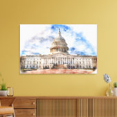 Capitool van de Verenigde Staten dichtbij in Washi Canvas Afdruk (Insitu (Woonkamer))