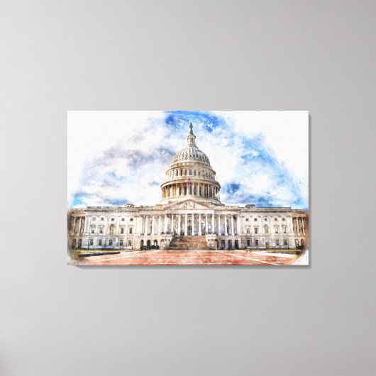Capitool van de Verenigde Staten dichtbij in Washi Canvas Afdruk (Voorkant)