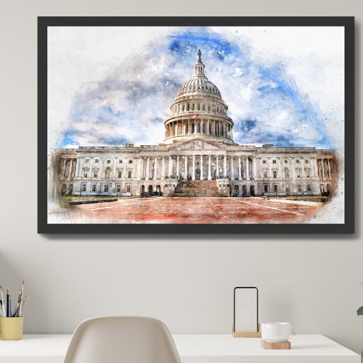 Capitool van de Verenigde Staten dichtbij in Washi Foto Afdruk