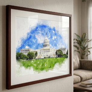 Capitool van de Verenigde Staten in Washington DC  Foto Afdruk
