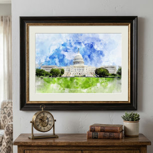 Capitool van de Verenigde Staten in Washington DC  Foto Afdruk