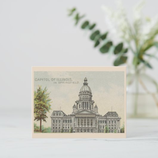  Capitool van Illinois, tekening 1889 Briefkaart (Staand voorkant)