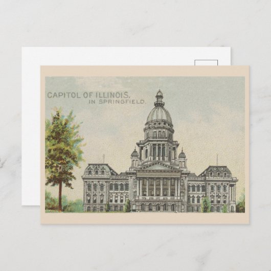  Capitool van Illinois, tekening 1889 Briefkaart (Voorkant / Achterkant)