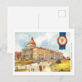 Capitool van Massachusetts met zegel Briefkaart (Voorkant / Achterkant)
