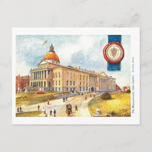 Capitool van Massachusetts met zegel Briefkaart (Voorkant)