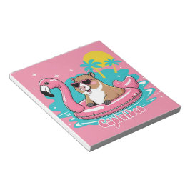 Capivara Estilosa no Verão com Boia Rosa Notitieblok