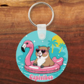 Capivara Estilosa no Verão com Boia Rosa Sleutelhanger (Achterkant)