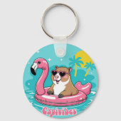 Capivara Estilosa no Verão com Boia Rosa Sleutelhanger (Achterkant)
