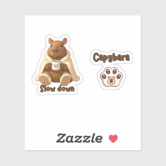 Capivara Relax tomando chá de pantufas Sticker (Vel)