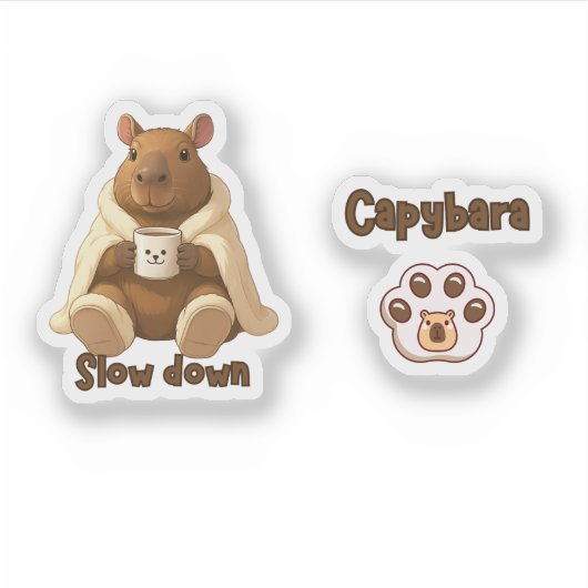 Capivara Relax tomando chá de pantufas Sticker (Voorkant)