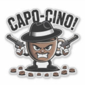 Capo-cino! Dubbel-Pistool Coffee Gangster Sticker (Voorkant)