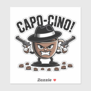 Capo-cino! Dubbel-Pistool Coffee Gangster Sticker