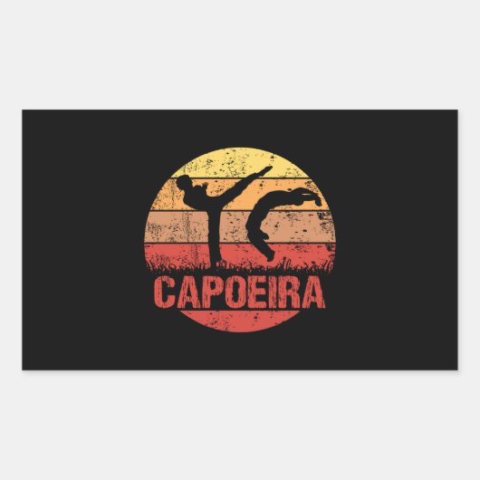 Capoeira Martial Art Sunset Silhouette Rechthoekige Sticker (Voorkant)