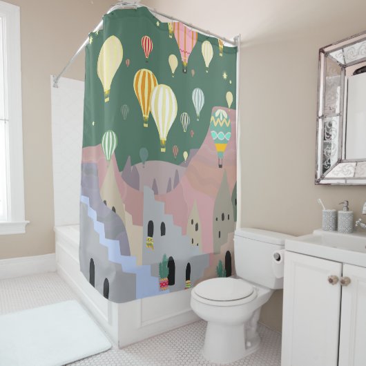 Cappadocia Night Art | Luchtballon Turkije Douchegordijn (In situ)