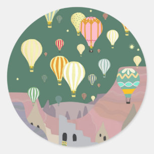 Cappadocia Night Art Luchtballon Turkije Ronde Sticker
