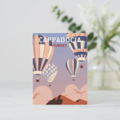 Cappadocia Turkey Retro Travel Art  Briefkaart (Staand voorkant)
