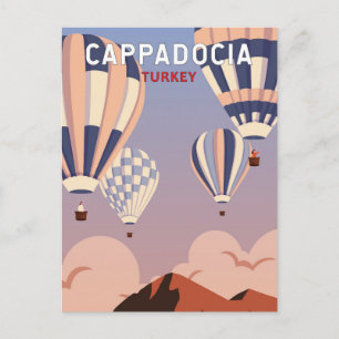 Cappadocia Turkey Retro Travel Art  Briefkaart
