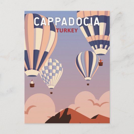 Cappadocia Turkey Retro Travel Art  Briefkaart (Voorkant)