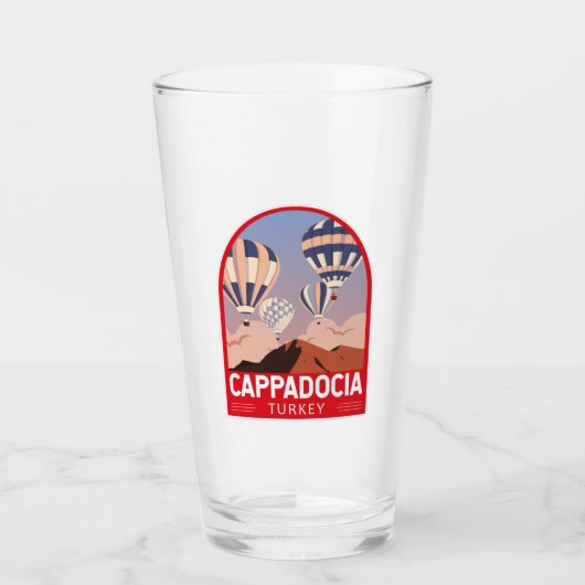 Cappadocia Turkey Retro Travel Art  Glas (Voorkant)