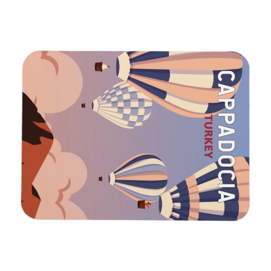 Cappadocia Turkey Retro Travel Art  Magneet (Horizontaal)