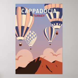 Cappadocia Turkey Retro Travel Art  Poster
